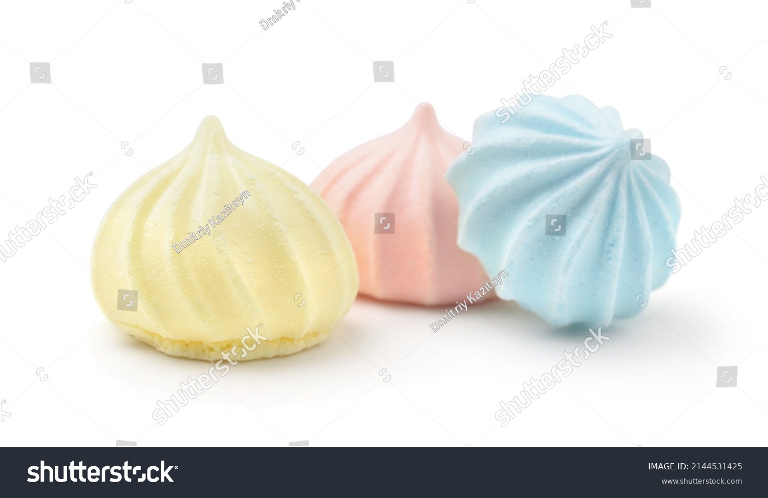 Group Multicolored Meringues Isolated On White Stock Photo