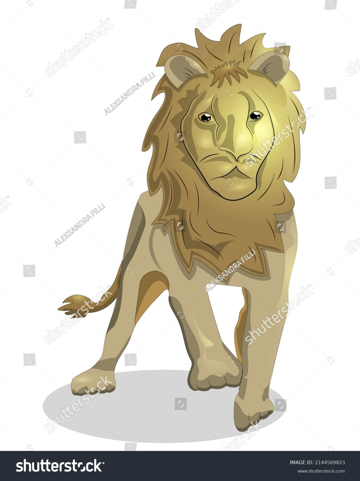 Lion King Animals Cartoon Character Calm Stock Illustration 2144569823 ...