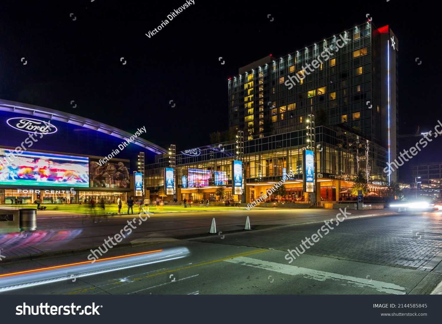 2 218 Frisco Tourism Images Stock Photos Vectors Shutterstock   Stock Photo Frisco Texas Usa April Th Ford Center And Omni Hotel Building At Night 2144585845 