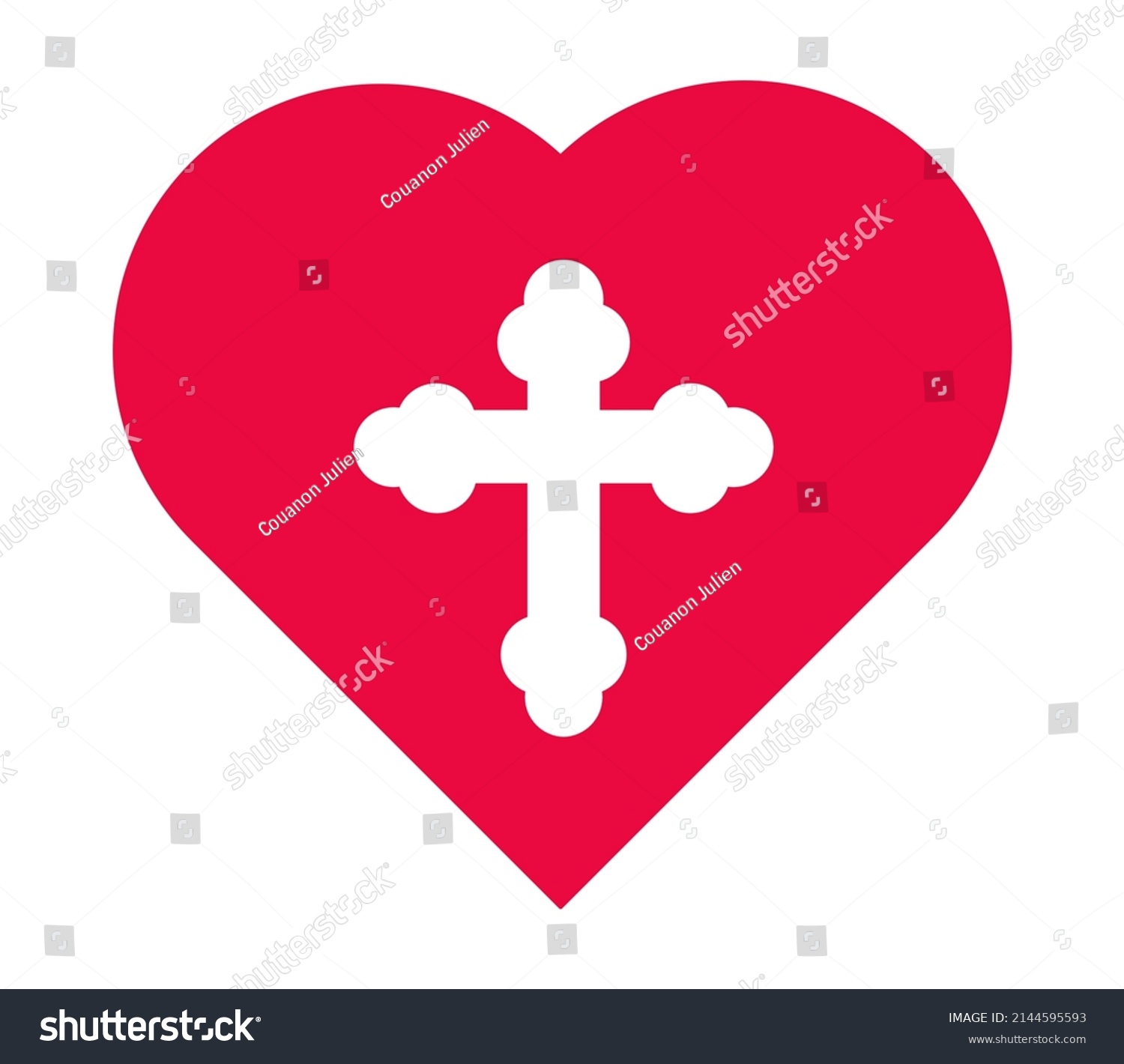 Christian Cross On Heart Illustration Flat Stock Illustration ...