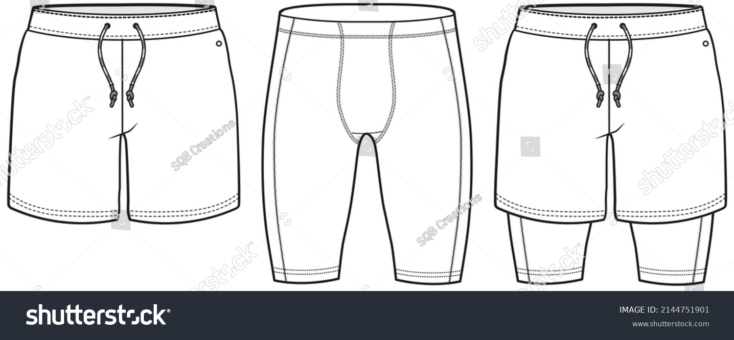 Active Wear Shorts Technical Drawing Vector Stock Vector (Royalty Free ...