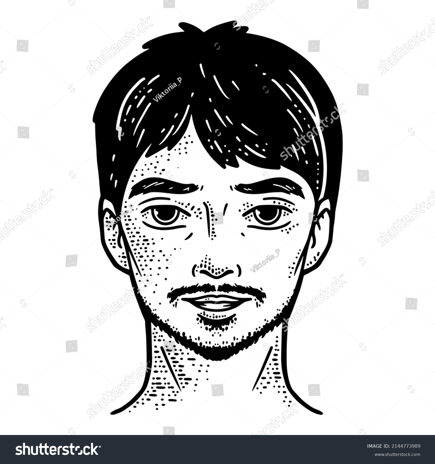 Head Young Guy Mustache Line Art Stock Vector (Royalty Free) 2144773989 ...