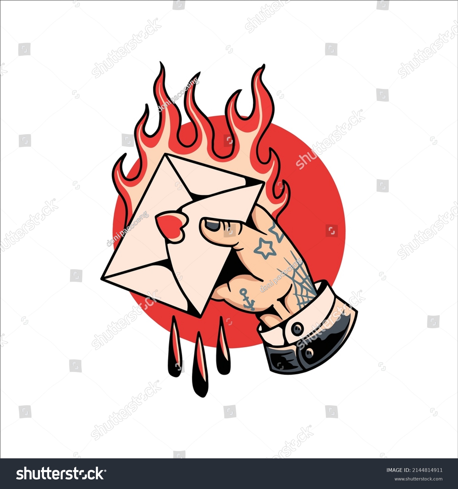 Love Letter Tattoo Vector Design Stock Vector (Royalty Free) 2144814911 ...