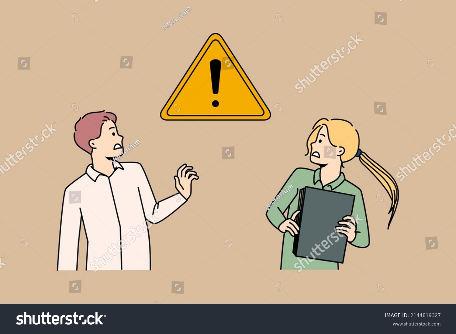 Scared Businesspeople Frustrated Exclamation Warning Sign Stock Vector Scared Businesspeople Frustrated Exclamation Warning Sign Stock Vector