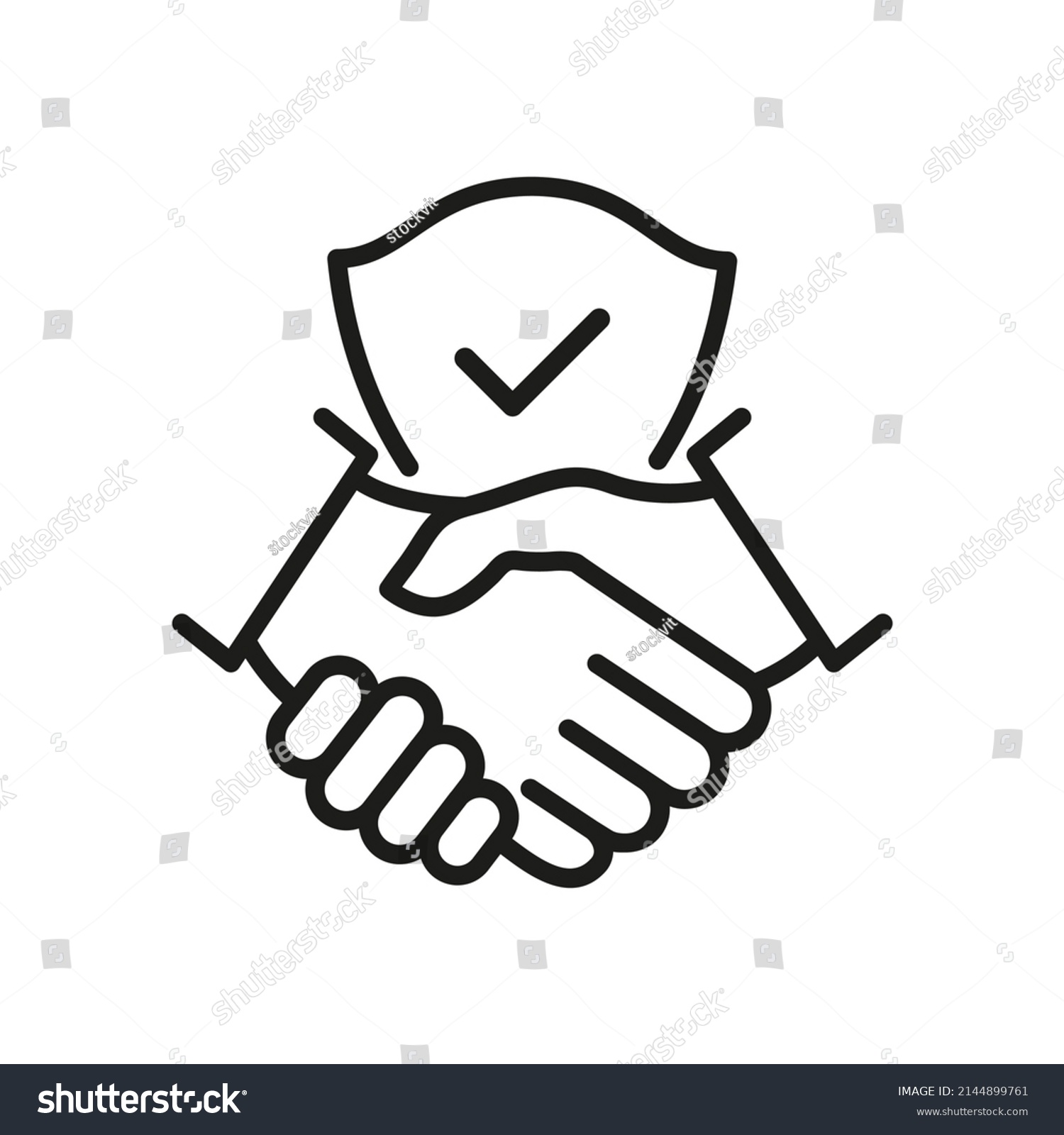 Handshake Shield Line Icon International Agreement Stock Vector ...