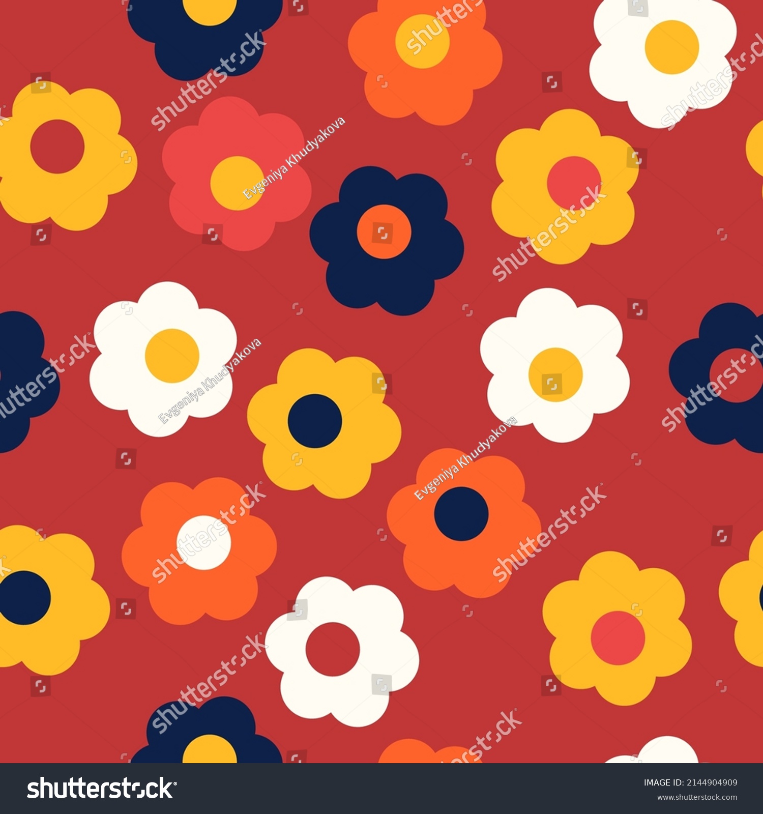 Groovy 70s Retro Style Seamless Pattern Stock Vector (Royalty Free ...