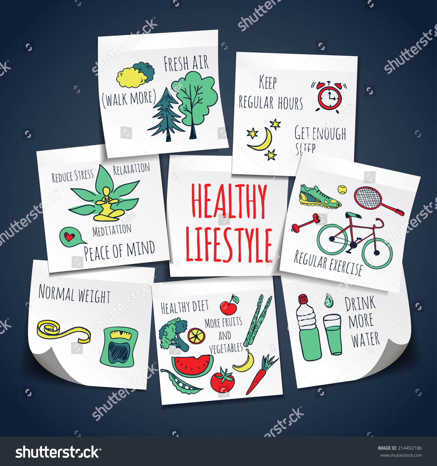 Healthy Lifestyle Background Stock Vector (Royalty Free) 214492186 ...