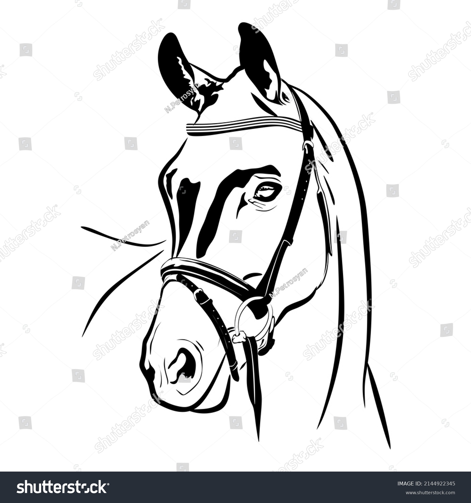 Horse Head Logo Black White Illustration Stock Illustration 2144922345 ...