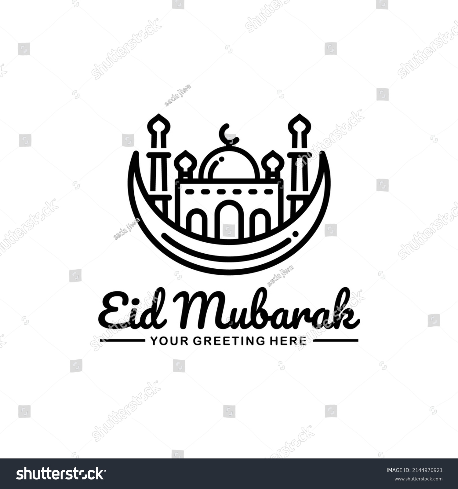 Eid Mubarak Outline Logo Design Vector Stock Vector (Royalty Free ...