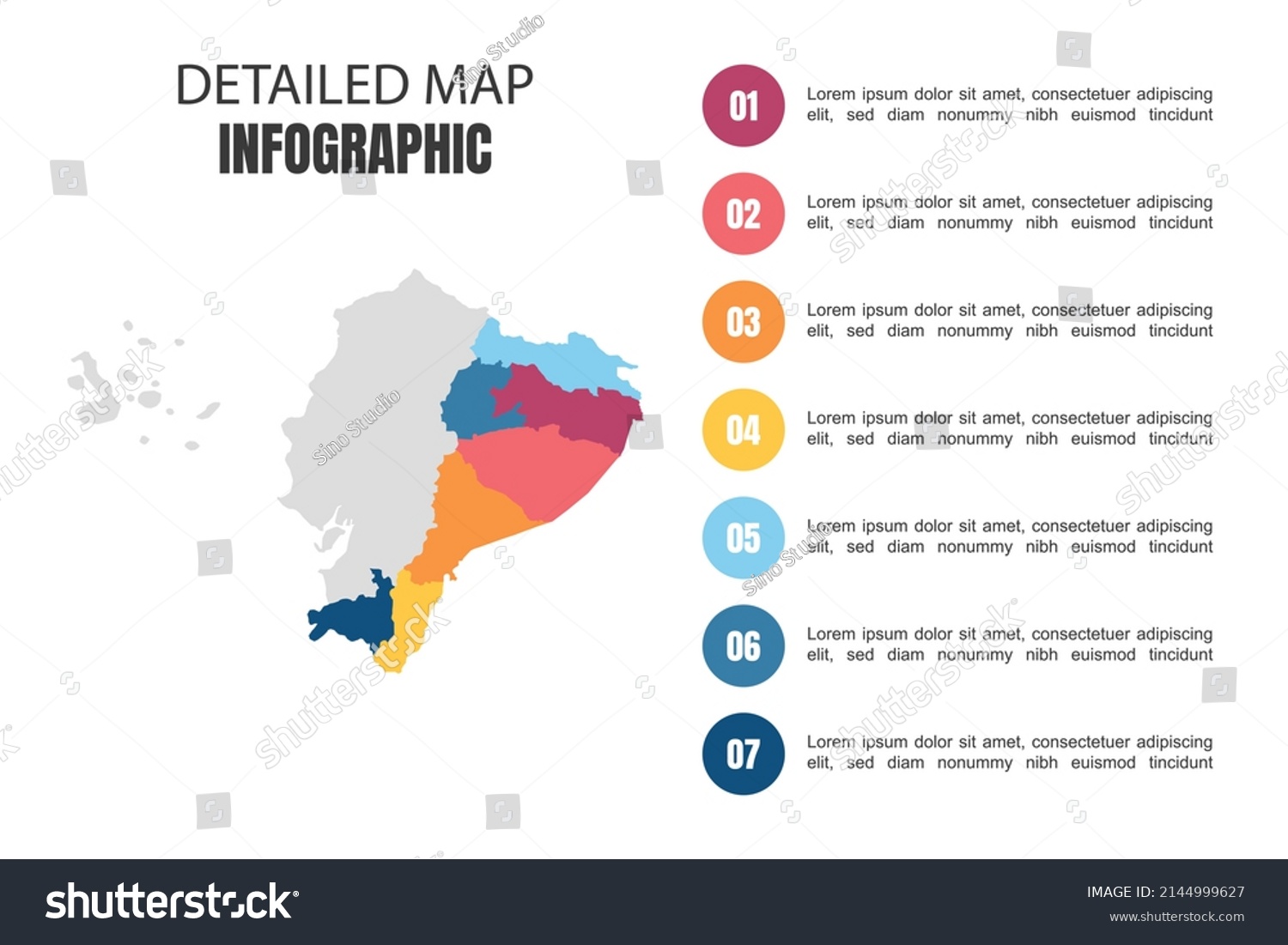 Modern Detailed Map Infographic Ecuador Stock Vector Royalty Free   Stock Vector Modern Detailed Map Infographic Of Ecuador 2144999627 