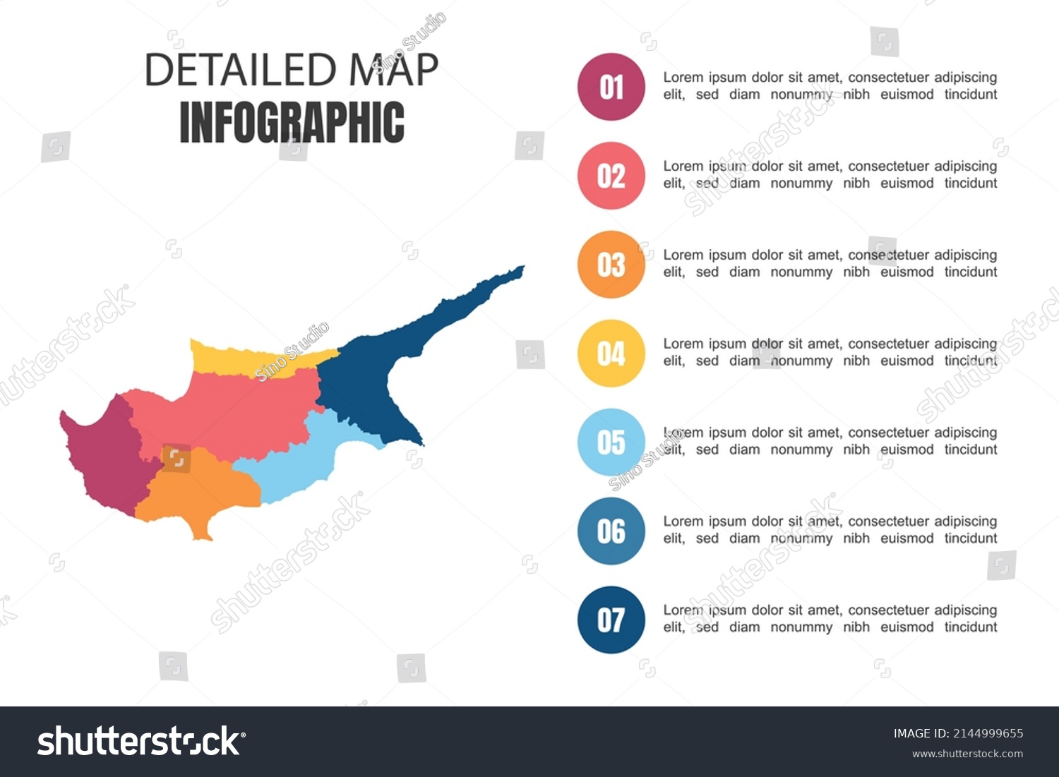 Modern Detailed Map Infographic Cyprus Stock Vector Royalty Free   Stock Vector Modern Detailed Map Infographic Of Cyprus 2144999655 