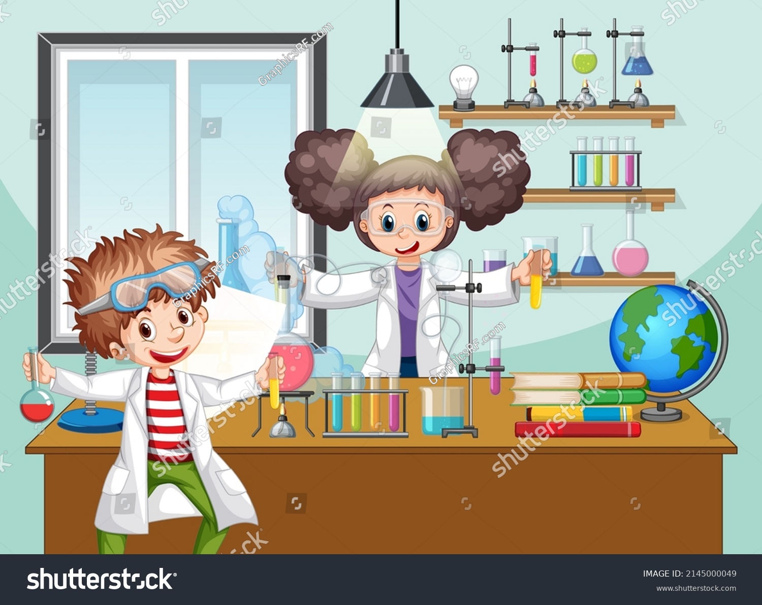 Classroom Scene Scientist Doing Experiment Illustration Stock Vector ...