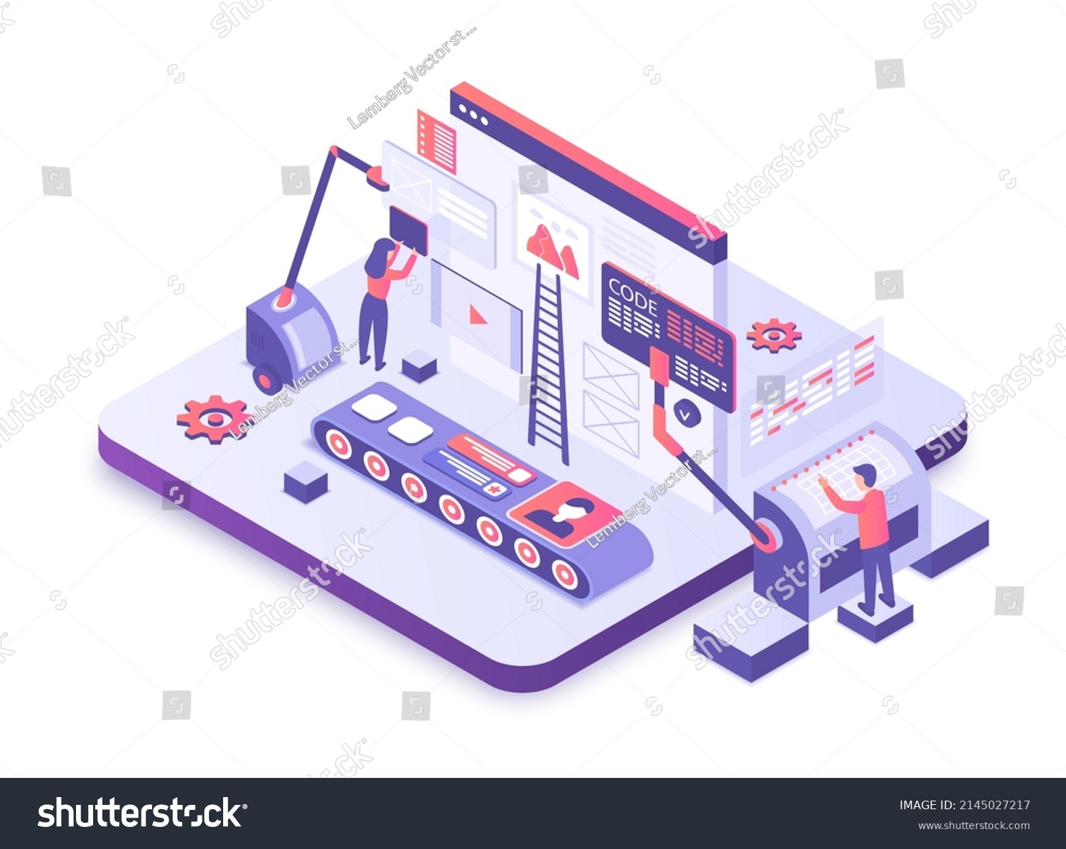 Software Back End Web Development Team Stock Vector (Royalty Free ...