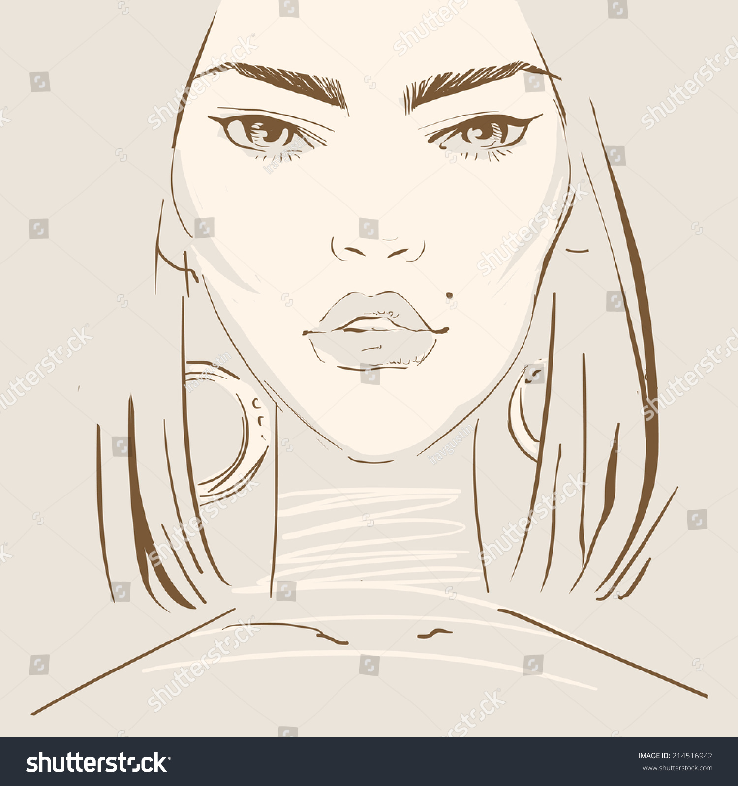 Beautiful Woman Face Stock Vector Royalty Free 214516942 Shutterstock