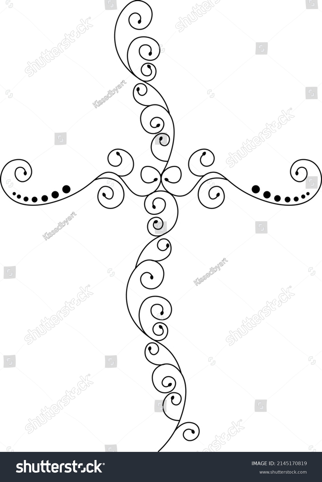 Decorative Cross Design Line Art Cross Stock Vector Royalty Free   Stock Vector Decorative Cross Design Line Art Cross 2145170819 