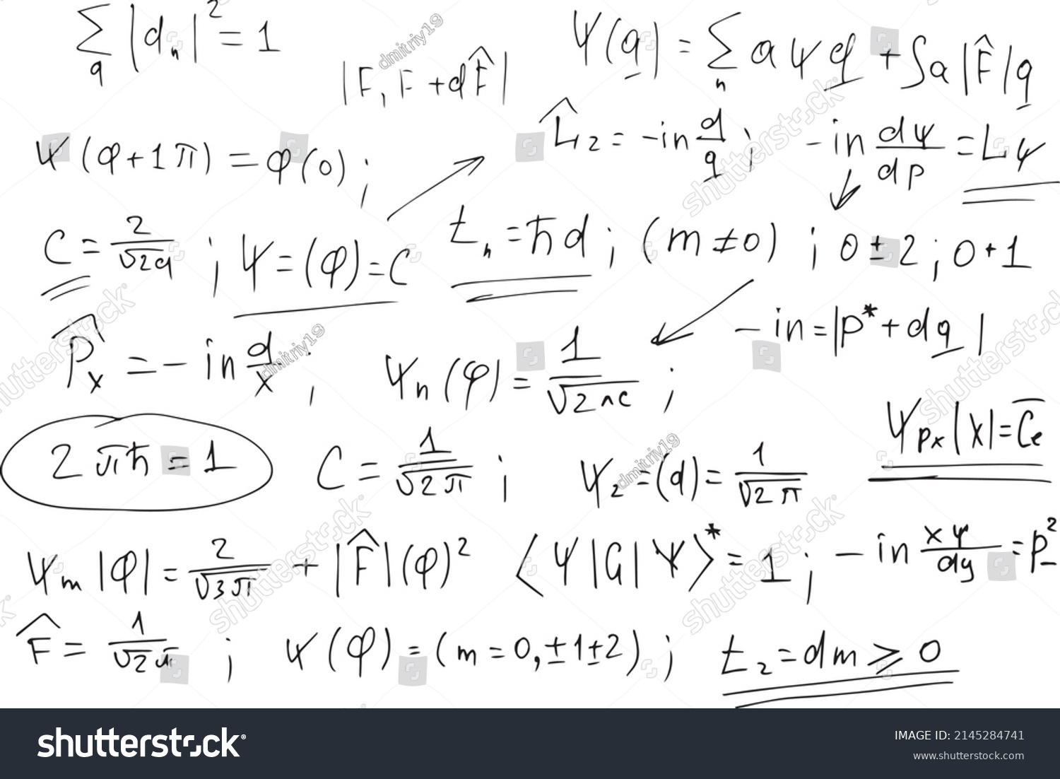 Quantum Mechanics Scientific Formulas Expressions Written Stock Vector ...