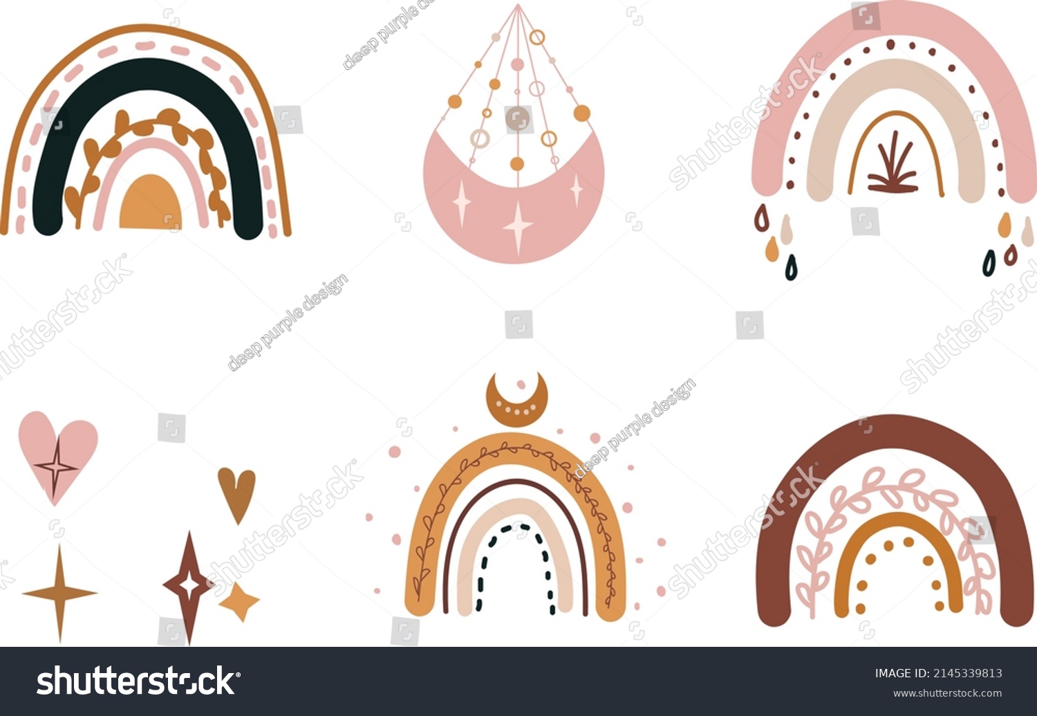 Boho Rainbow Bundle Sun Moon Nursery Stock Vector (Royalty Free ...