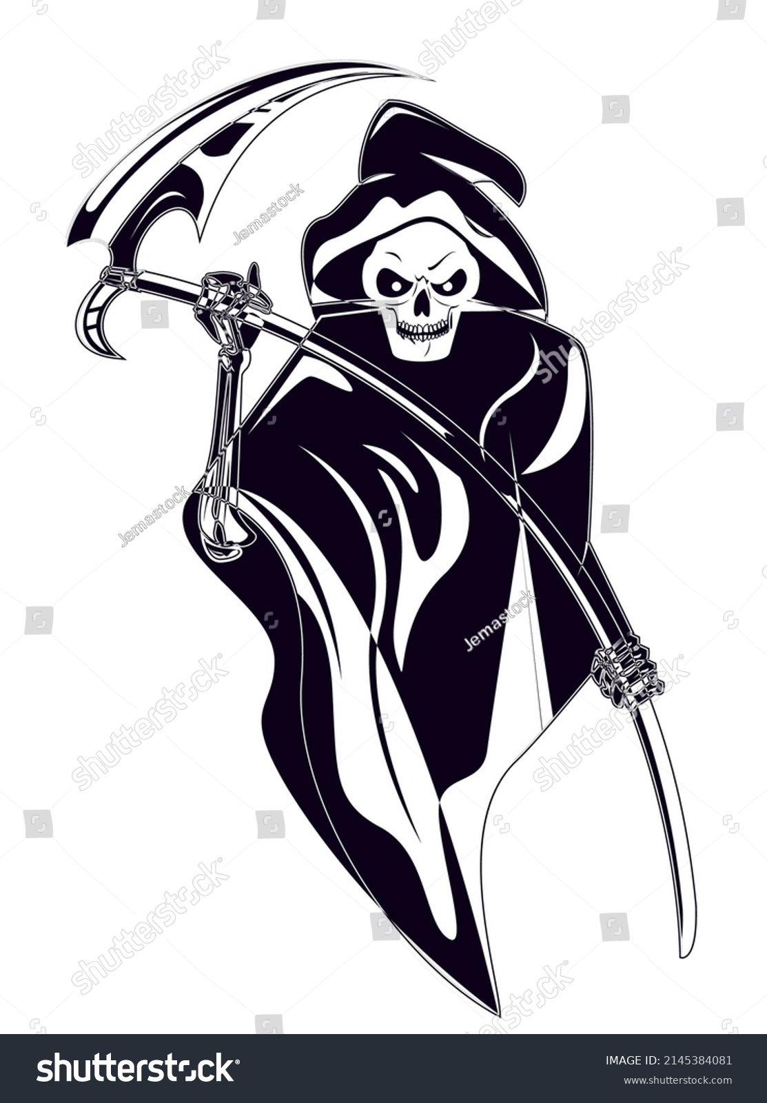 Grim Reaper Drawn Creature Character Stock Vector (Royalty Free ...