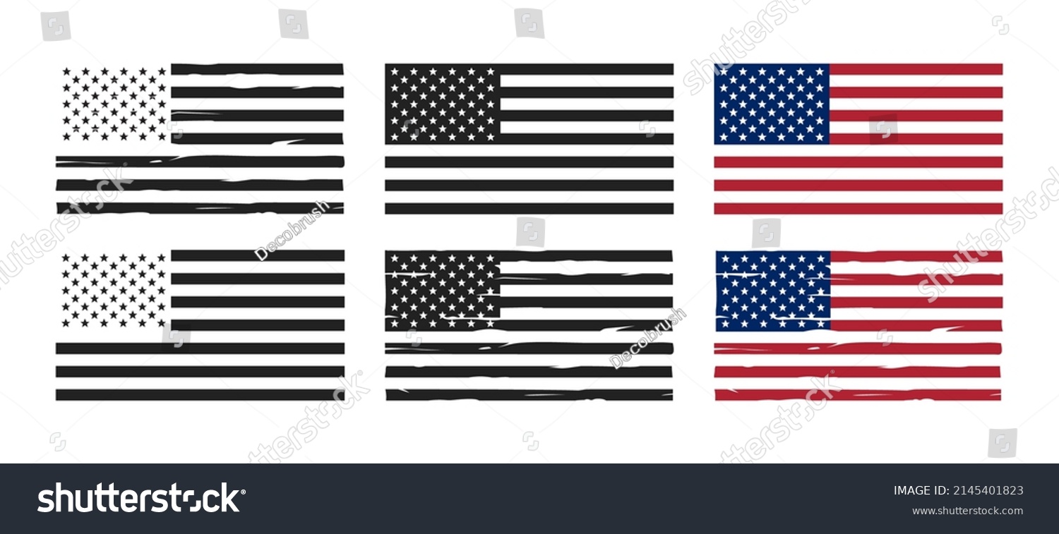 American Flag Silhouette Back White Screen Stock Vector (Royalty Free ...