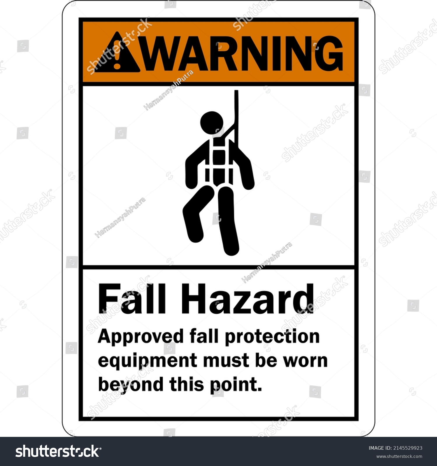 Warning Sign Fall Hazard Approved Fall Stock Vector (Royalty Free ...