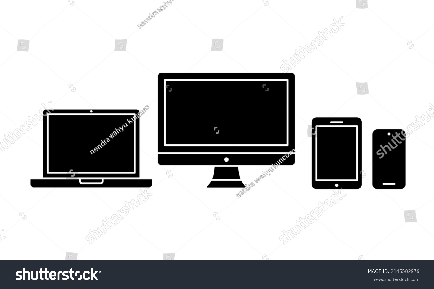 Silhouette Electronic Device Icon Set Suitable Stock Vector (Royalty ...