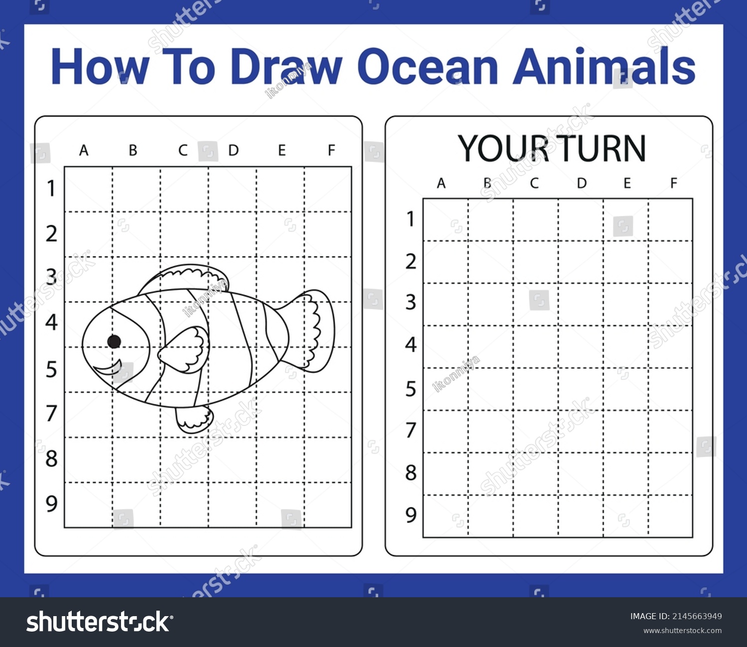 How Draw Ocean Animals Kids Stock Vector (Royalty Free) 2145663949