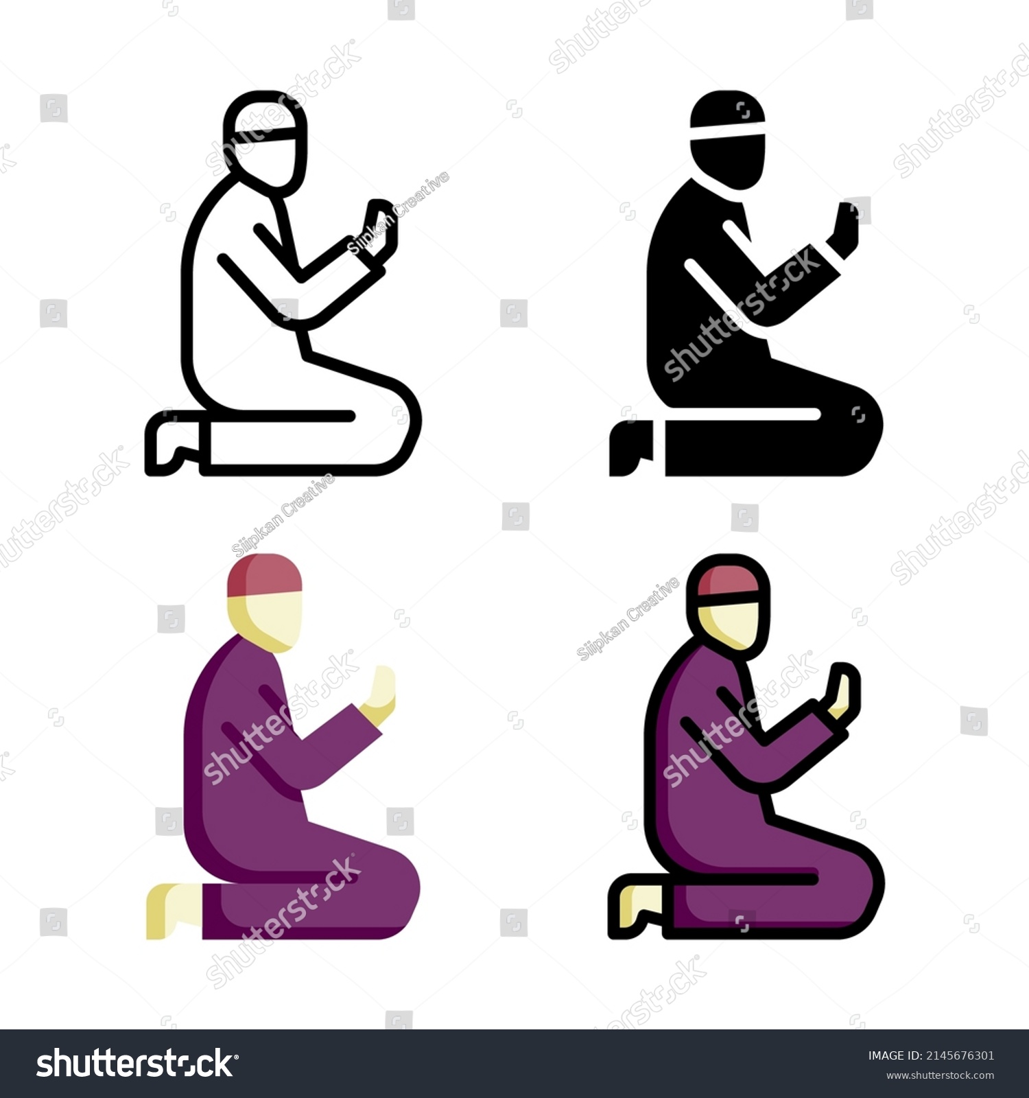 Muslim Prayer Icon Vector Illustration Logo Stock Vector (Royalty Free ...