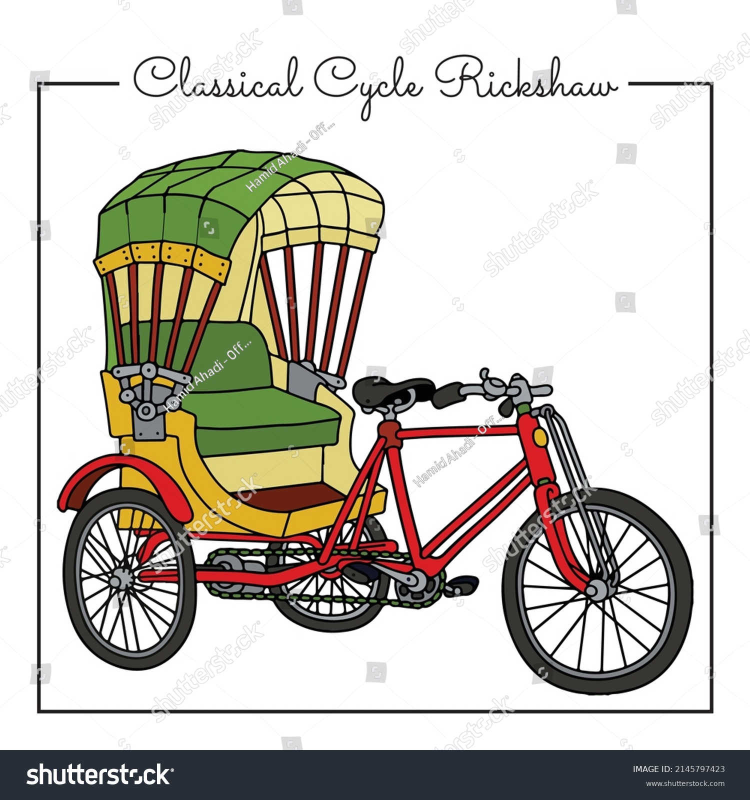 Illustration Classical Cycle Rickshaw Vector 库存矢量图（免版税）2145797423 ...