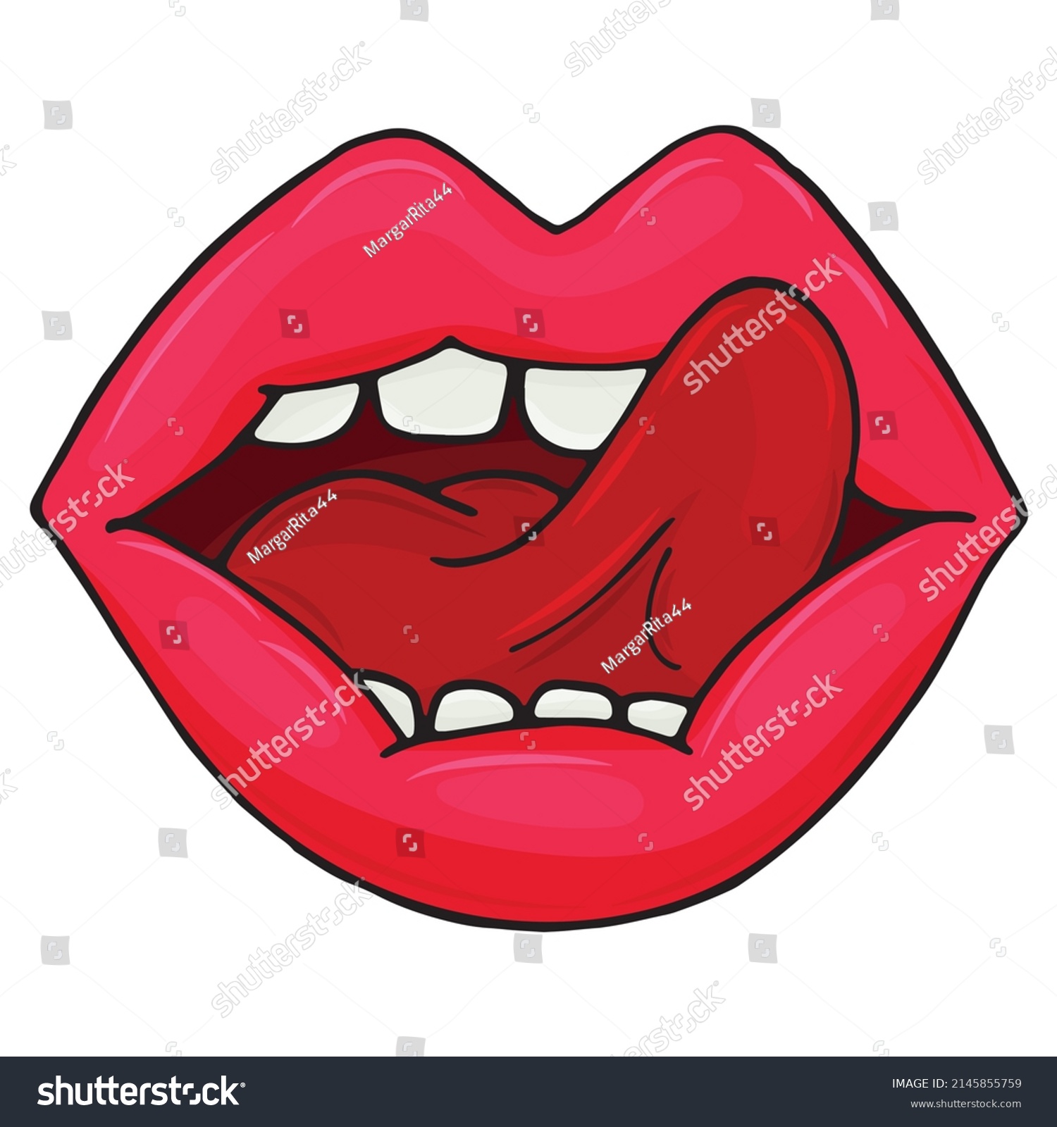 Female Mouth Tongue Licks Red Lips Stock Vector (Royalty Free ...