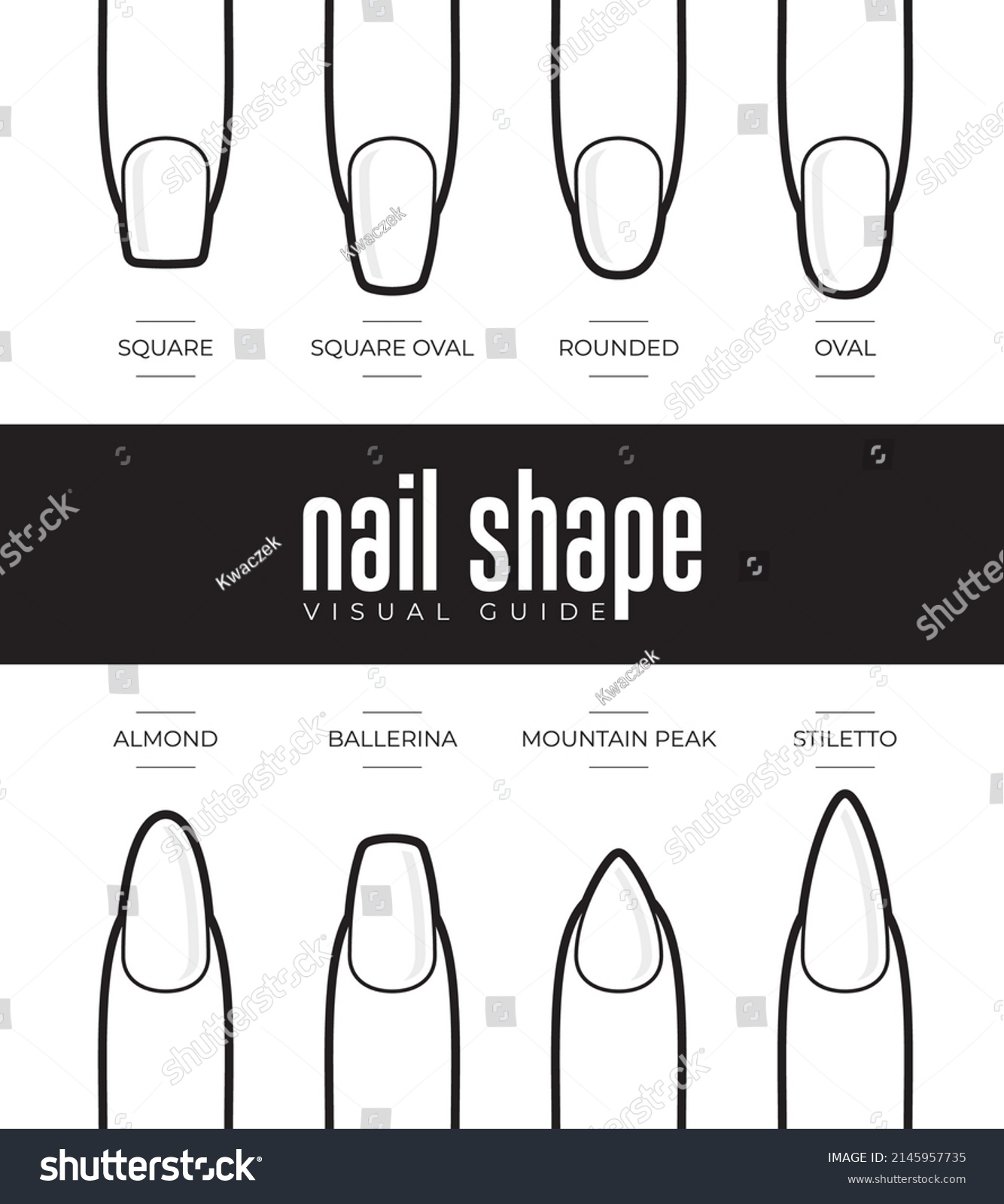 Vector Set Nail Shape Visual Guide Stock Vector (Royalty Free ...