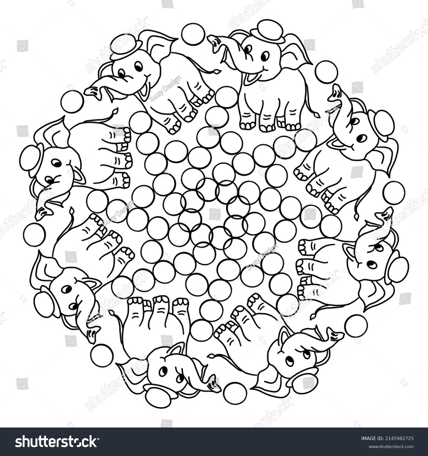 Easy Mandala Coloring Page On White Stock Illustration 2145982725 ...