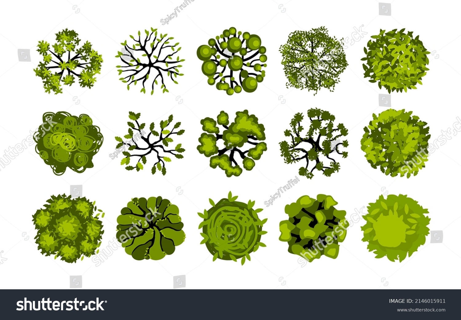 Tree Top View Garden Plants Bushes Stock Illustration 2146015911 ...