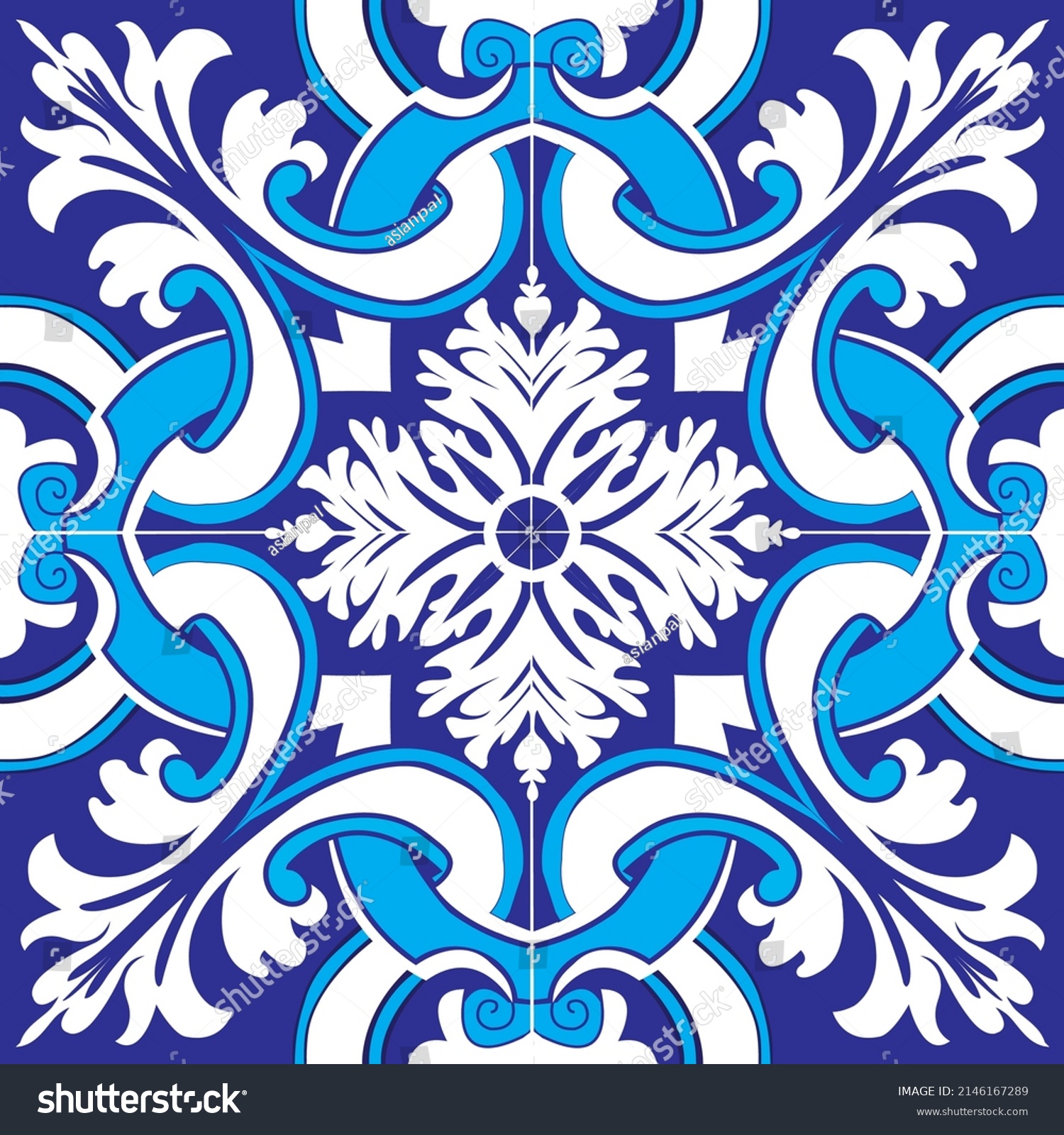 Multani Blue Pottry Portuguese Tile Wall Stock Vector (Royalty Free ...