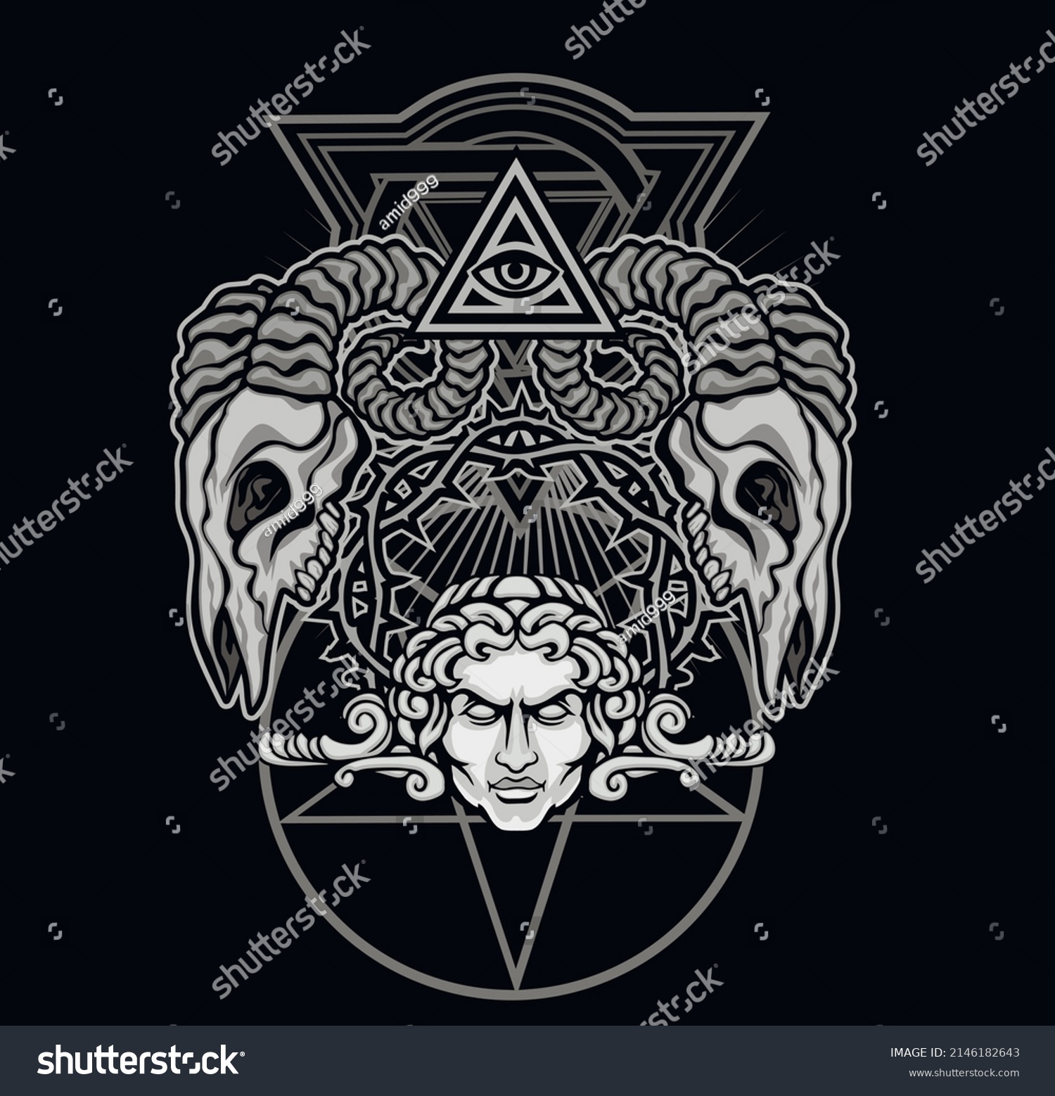 Gothic Sign Aries Skull Grunge Vintage Stock Vector (Royalty Free ...