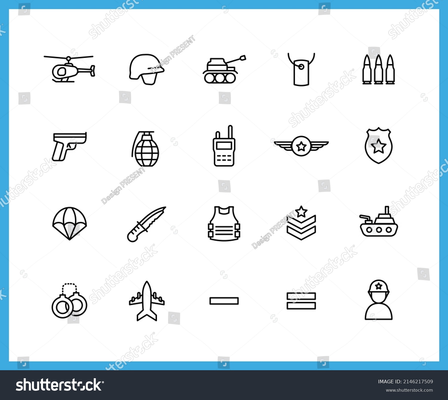 Collection Army Linear Icons Set Military Stock Vector (Royalty Free ...