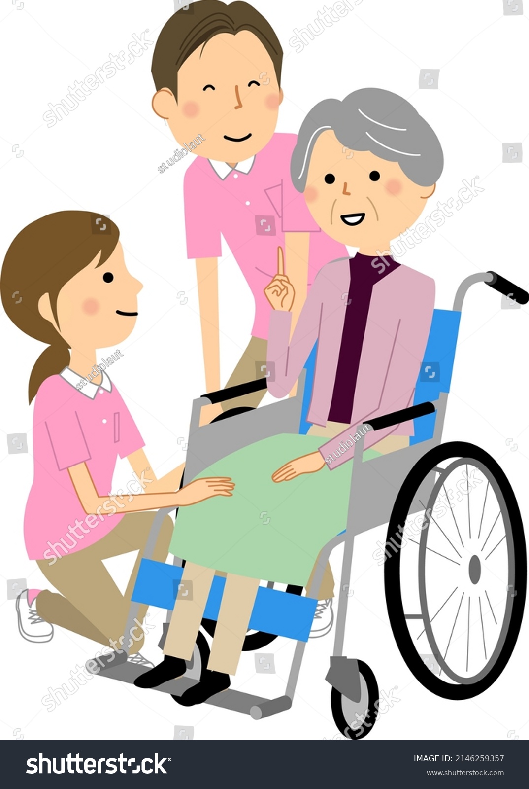 Illustration Elderly People Wheelchairs Care Staff Stock Vector ...