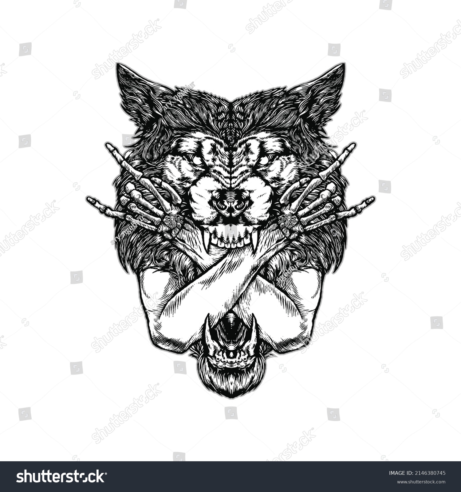 Angry Wolf Illustration Designs Awesome Stock Vector (Royalty Free ...