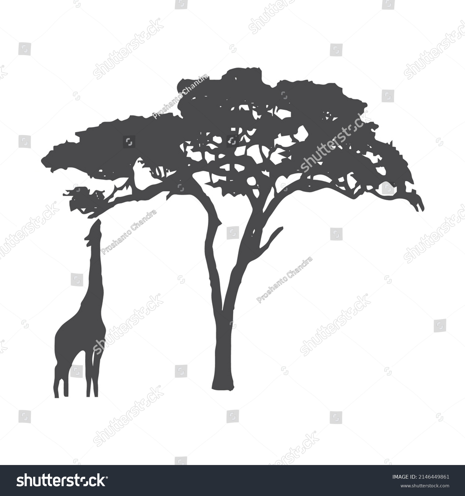 African Black White Tree Line Art Stock Vector (Royalty Free ...