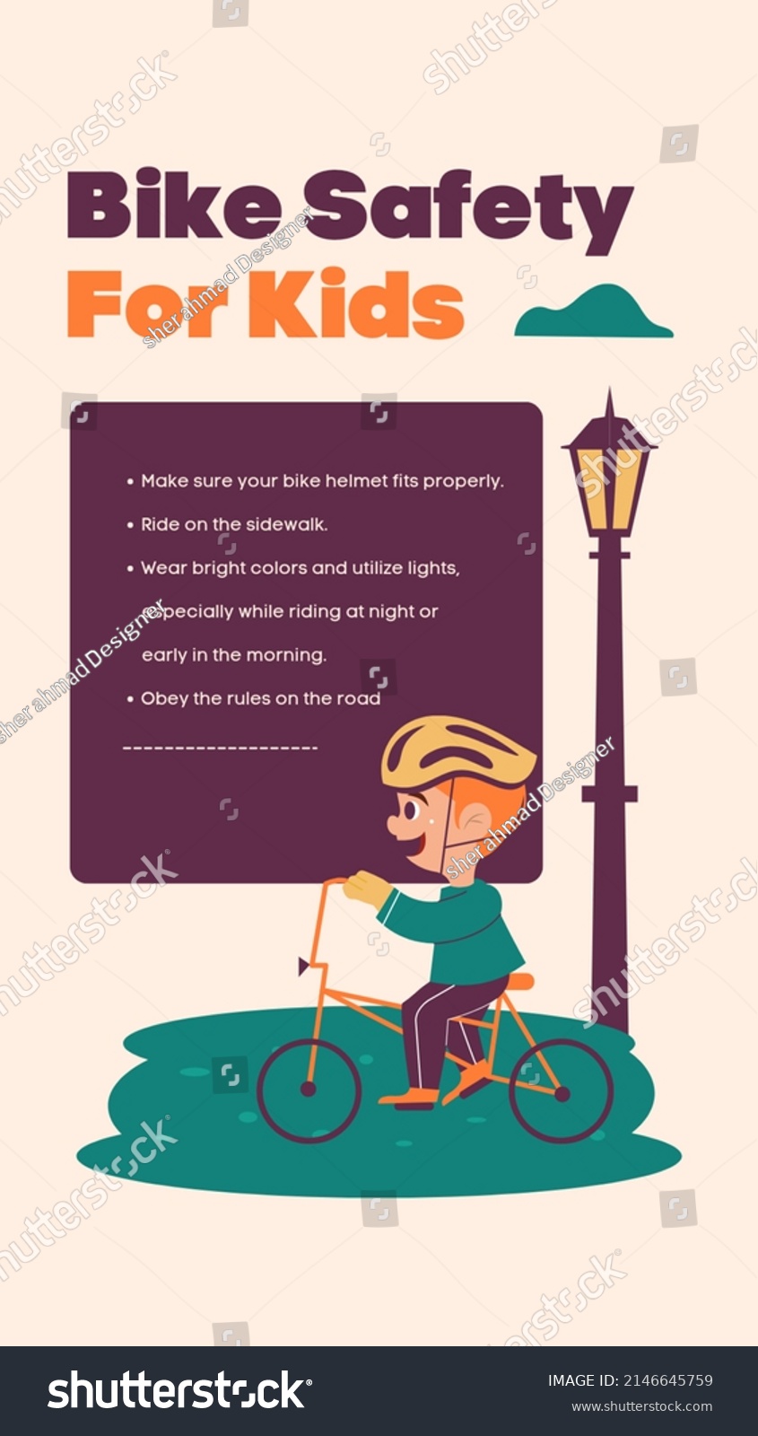 Bicycle Safety Kids Bike Safety Kids Stock Illustration 2146645759 ...