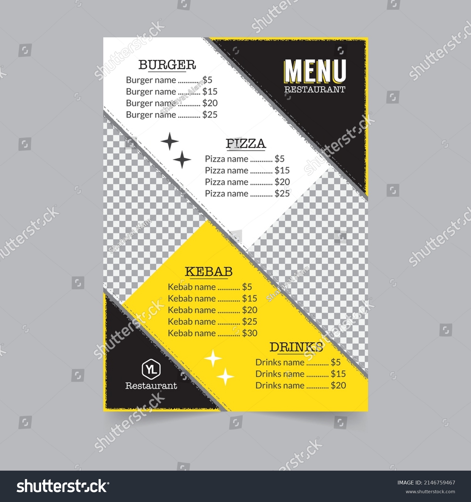 Restaurant Menu Card Design Fast Food Stock Vector (Royalty Free