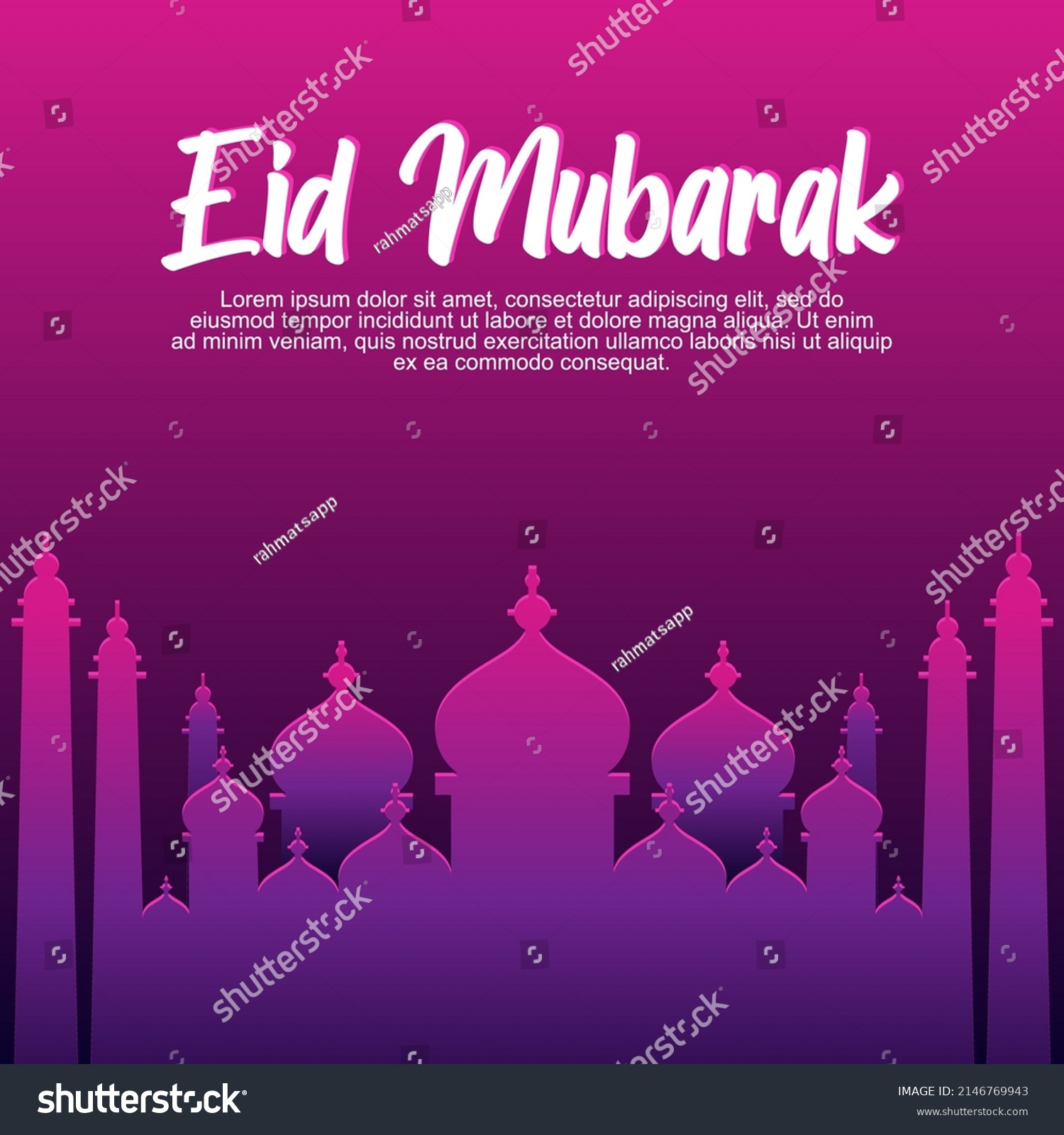 Islamic Background Template Idul Fitri Mosque Stock Vector (Royalty ...