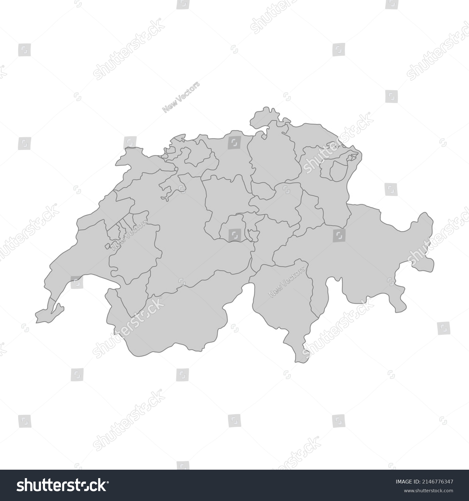 Outline Political Map Switzerland High Detailed Stock Vector Royalty   Stock Vector Outline Political Map Of The Switzerland High Detailed Vector Illustration 2146776347 