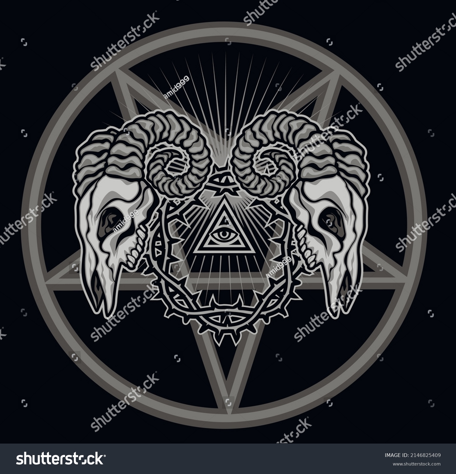 Gothic Sign Aries Skull Grunge Vintage Stock Vector (royalty Free 