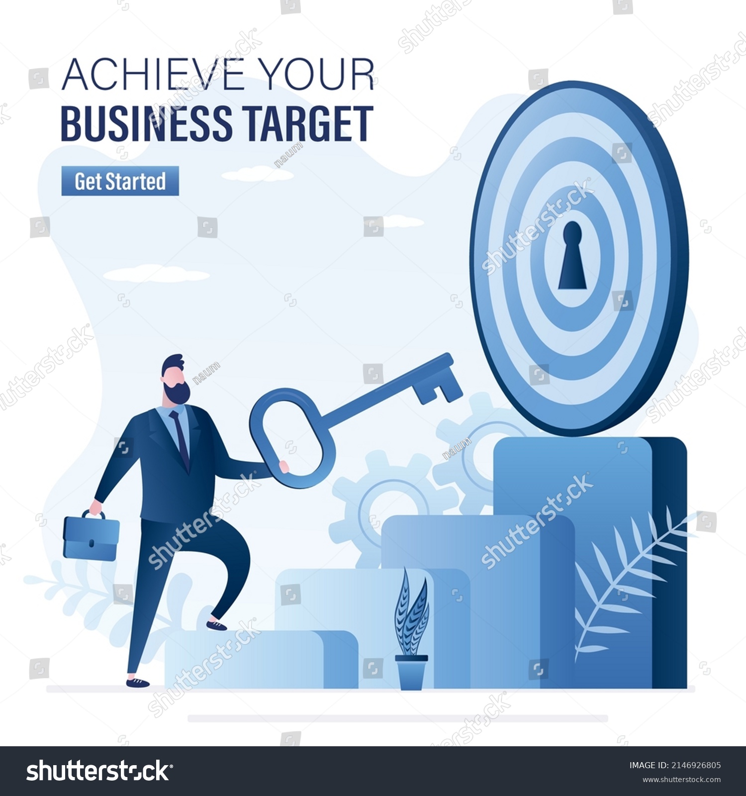 Achieve Your Business Target Landing Page Stock Vector (Royalty Free ...