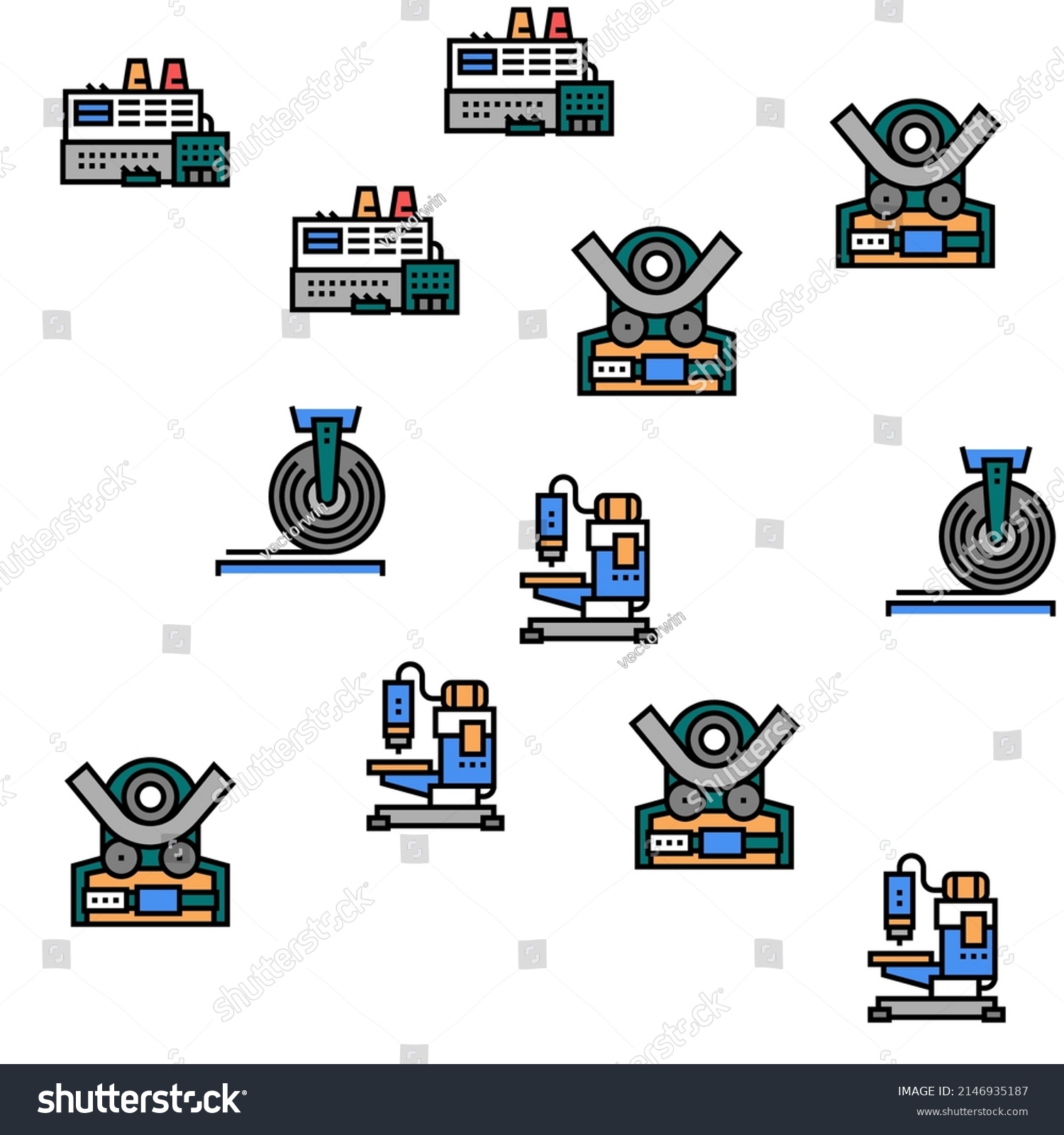 Metal Working Machine Vector Seamless Pattern Stock Vector (Royalty