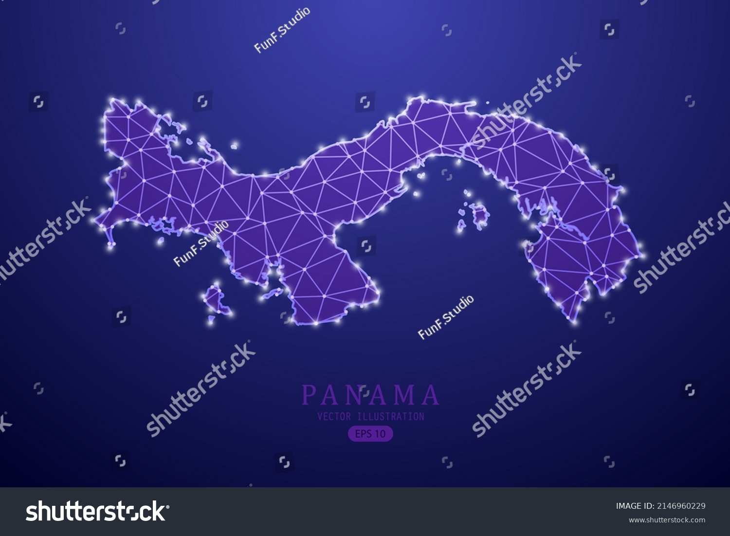 Stock Vector Panama Map World Map International Vector Template With Purple Mash Line Point Scales And 2146960229 