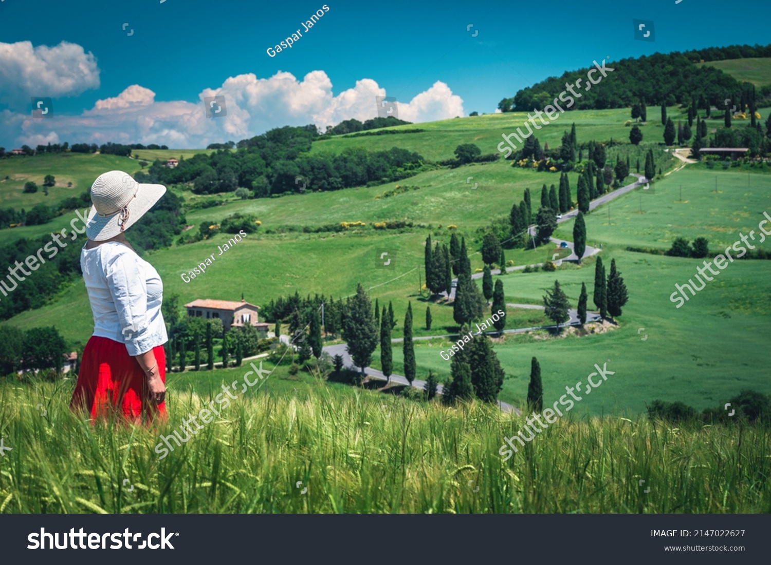 Pretty Cheerful Woman Red Skirt White Stock Photo 2147022627 | Shutterstock