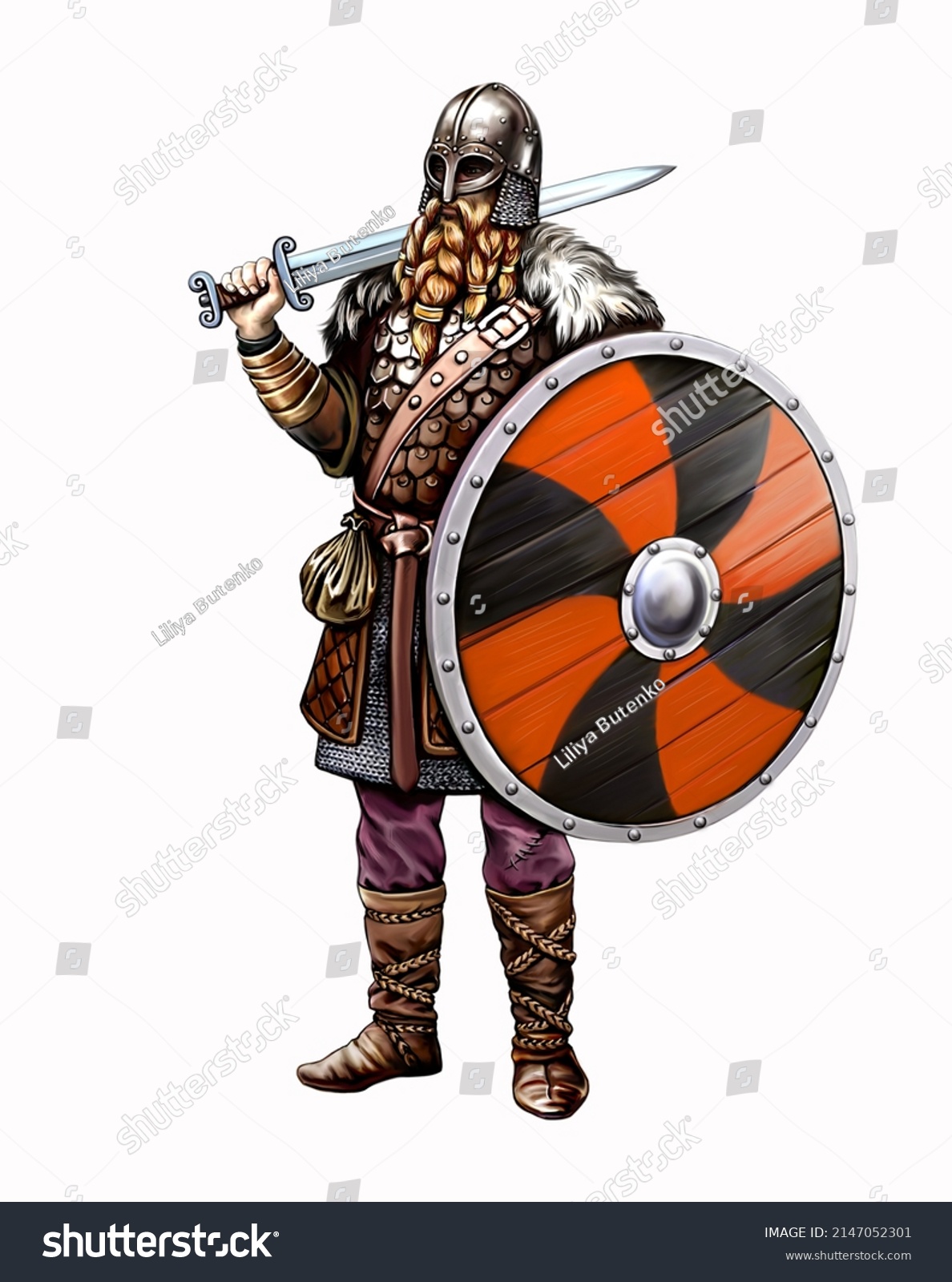 Viking Shield Sword Norman Varangian Scandinavian Stock Illustration ...