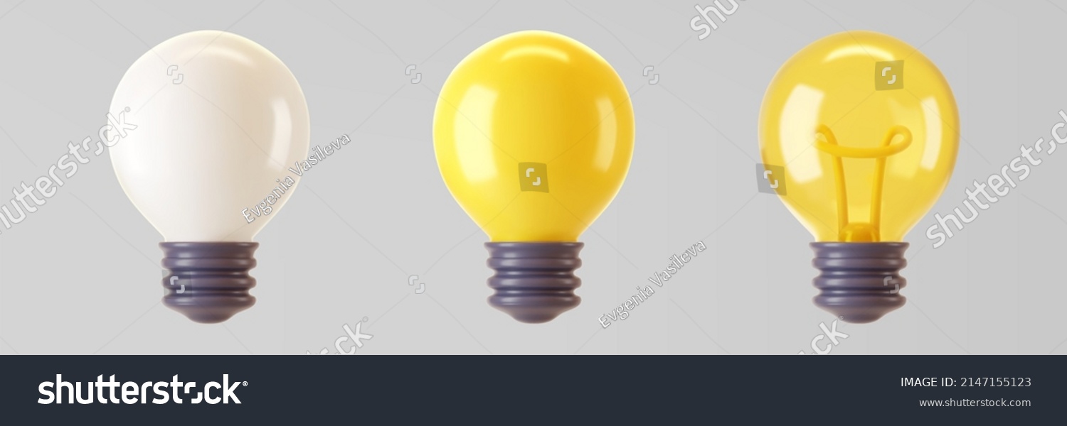 3d Light Bulb Icon Set Isolated Stock Vector (Royalty Free) 2147155123 ...