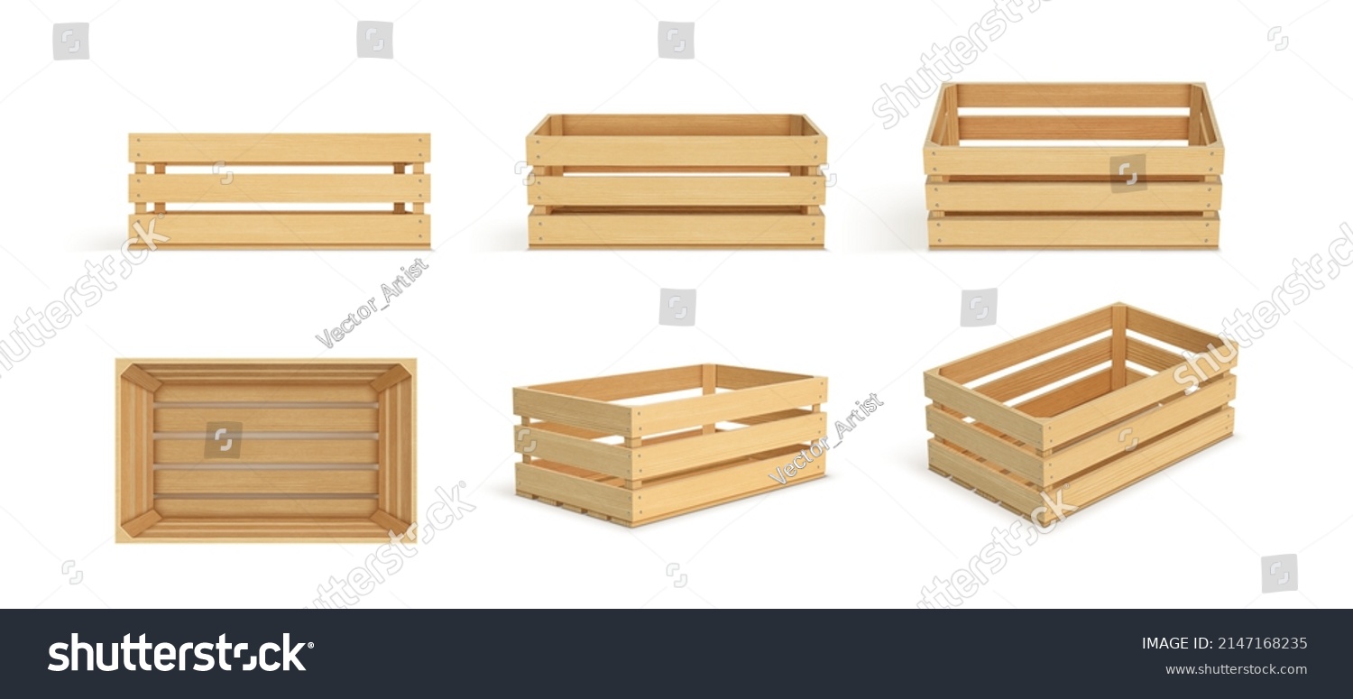 Vector Realistic Cargo Storage Wooden Box Stock Vector (Royalty Free ...